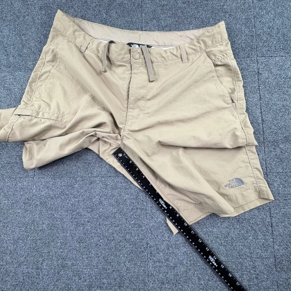 The North Face Mens Tan Khaki Nylon Hiking Shorts Size 38 Drawstring Trekking